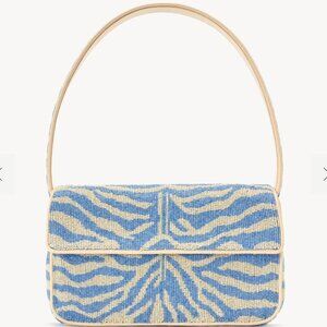 STAUD Blue and Cream Zebra Print Bag